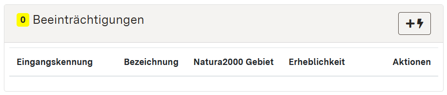 Screenshot der Detaildaten Beeinträchtigungen