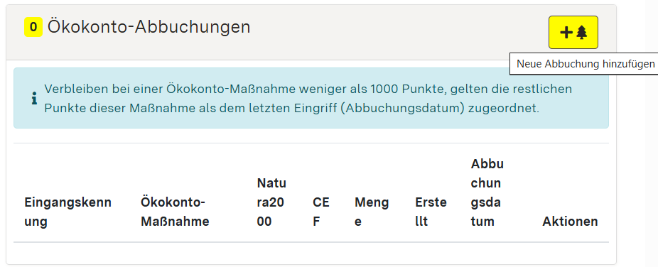 Screenshot der Detaildaten Ökokonto-Abbuchungen