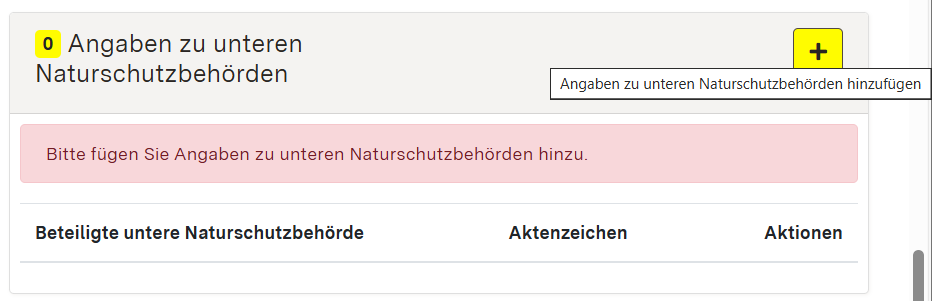 Screenshot der Detaildaten Angaben zu unteren Naturschutzbehörden