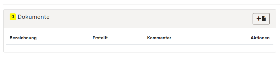 Screenshot des Moduls "Dokumente" in der Detailansicht eines Eintrags