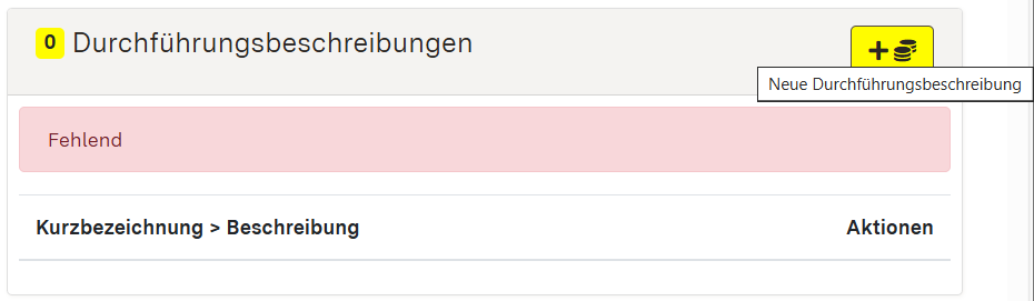 Screenshot der Detaildaten Durchführungsbeschreibungen