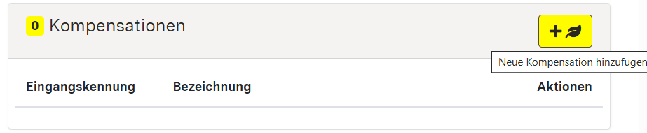 Screenshot der Detaildaten Kompensationen