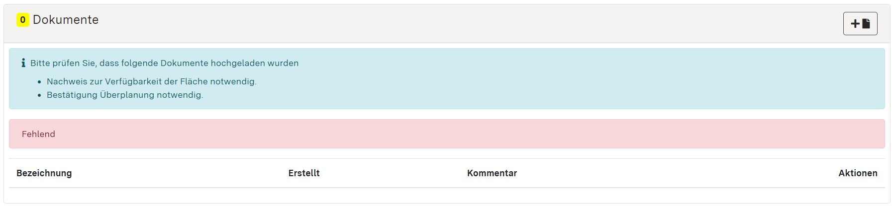 Screenshot: Dokumente-Modul