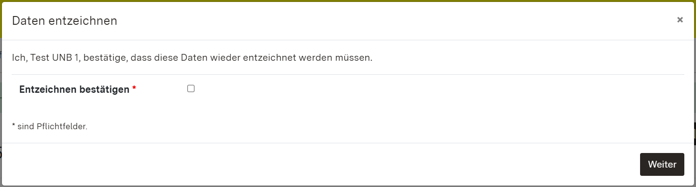 Screenshot: Daten entzeichnen-Dialogfenster