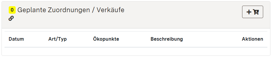 Screenshot: Geplante Zuordnungen / Verkäufe-Modul