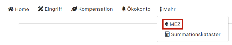 Screenshot: Menüleiste. Hervorhebung MEZ