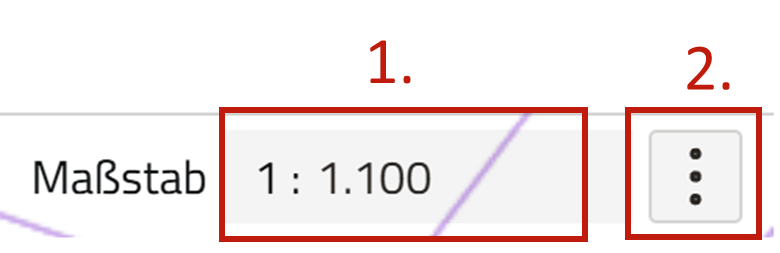 Screenshot der Maßstabsanzeige mit Hervorhebungen