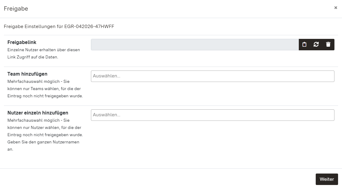 Screenshot Freigabe-Dialogfenster