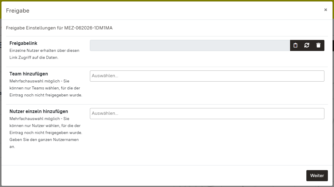 Screenshot Freigabe-Dialogfenster